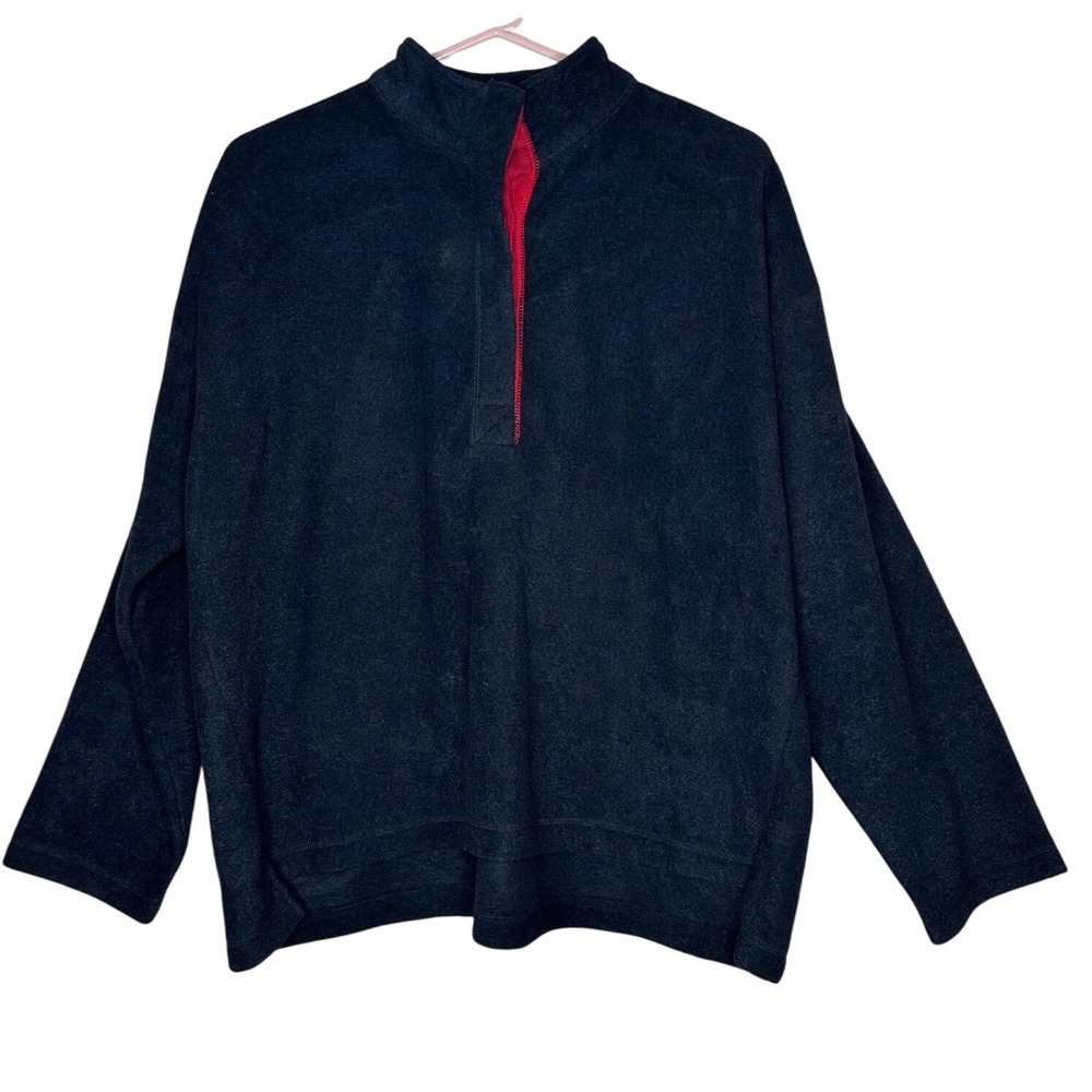 Geoffrey Beene Sport NWTvY2K Fleece Pullover Mock Neck Long‎ Sleeve Red Accent L